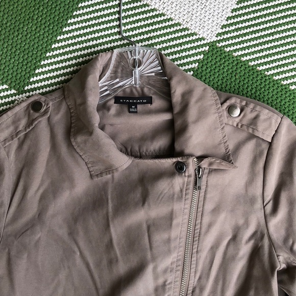 Staggato jacket in taupe off centered zipper - Picture 3 of 5
